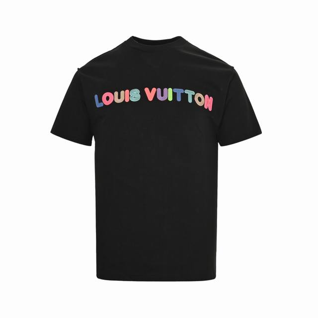 Louis Vuitton 22Ss Rainbow Letters Foam Print Short Sleeves Foam Color Logo Summ