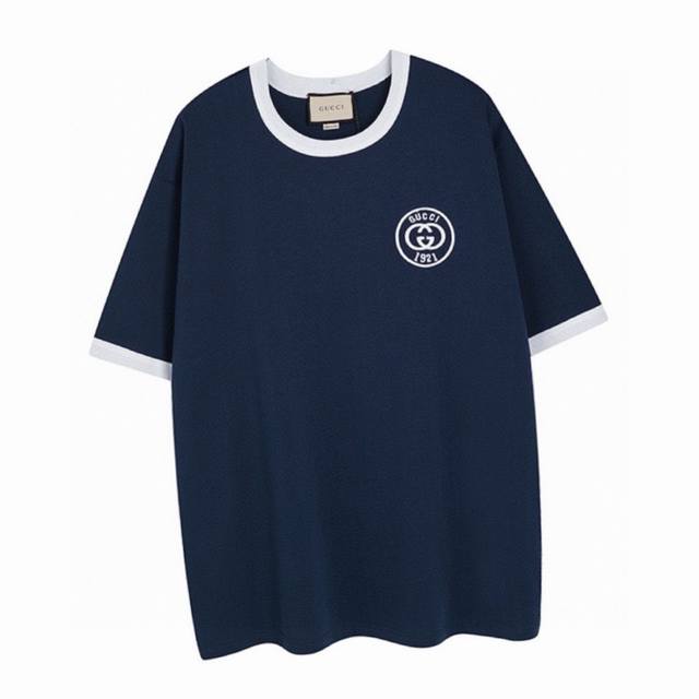 Gucci Summer new interlocking double G embroidered logo round neck short-sleeved