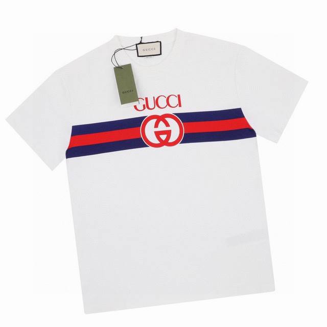 Gucci Summer new arrival Double G interlocking red and blue striped belt round n