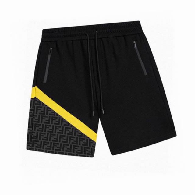 Fendi Summer new twill stitching double F full print casual shorts look great! C