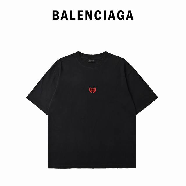 Balenciaga 25Ss show model chest red embroidered T-shirt No.1 quality is truly c