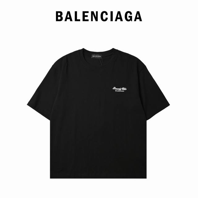 Balenciaga classic small logo embroidered round neck short-sleeved T-shirt - Col