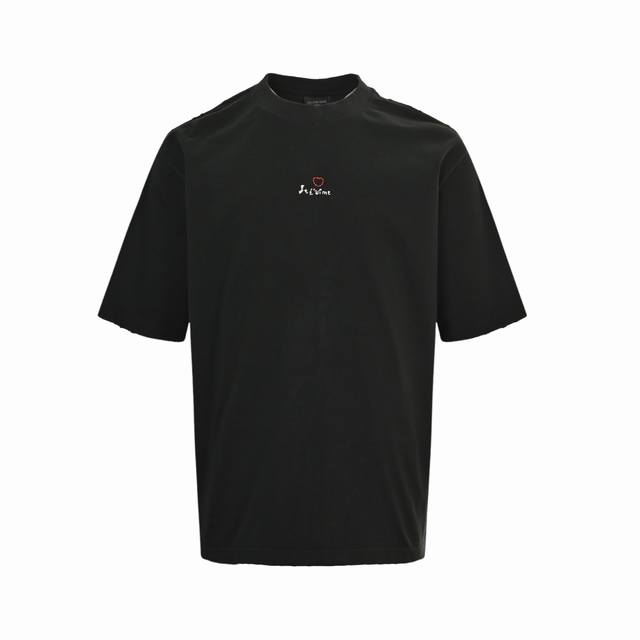 Balenciaga Valentine's Day limited edition small heart embroidered short sleeves