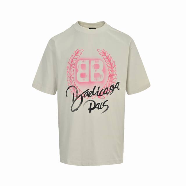 Balenciaga 25Ss hand-painted wheat ear print short sleeves Made of hand-painted