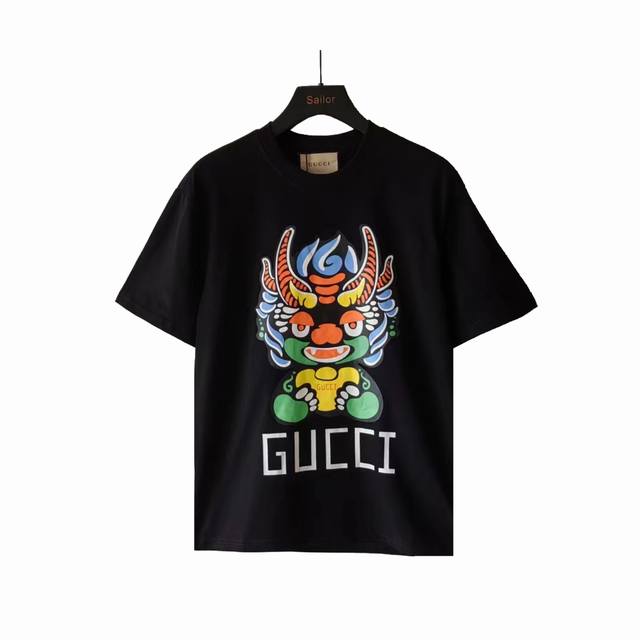 Actual details + size chart Gucci 24Ss Dragon Year Limited Logo Short Sleeve T-s
