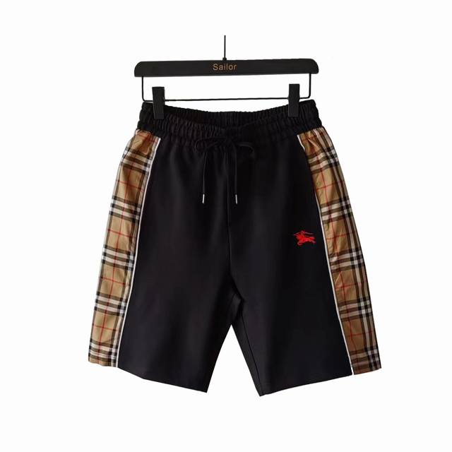 Details Burberry classic webbing stitching logo shorts Side webbing shorts High