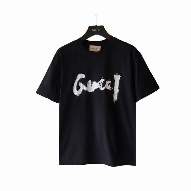 Actual details + size chart Balenciaga X Gucci graffiti print round neck T-shirt