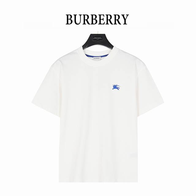 Burberry blue warhorse embroidered small logo short-sleeved T-shirt The fabric i