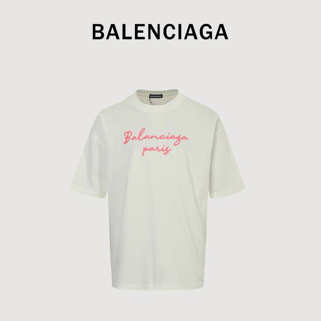 Balenciaga 25Ss pink letter short-sleeved T-shirt The fabric is made of customiz