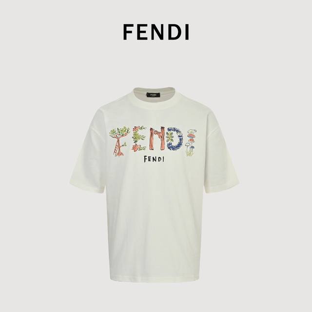 Fendi 25Ss floral short-sleeved T-shirt The fabric is made of customized 240G 26