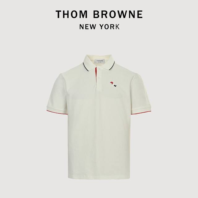 Thom Browne 25Ss Puppy Patches Embroidered Short Sleeve Polo Shirt Made from cus
