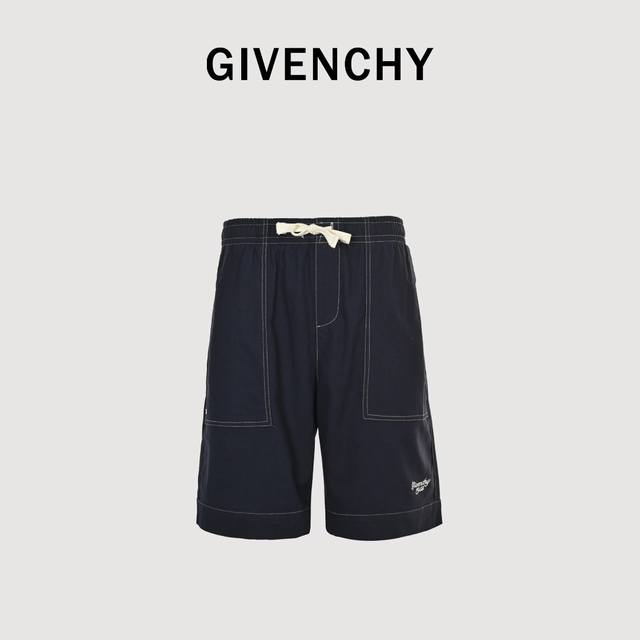 Givenchy denim linen embroidered shorts Process description: Customized linen br