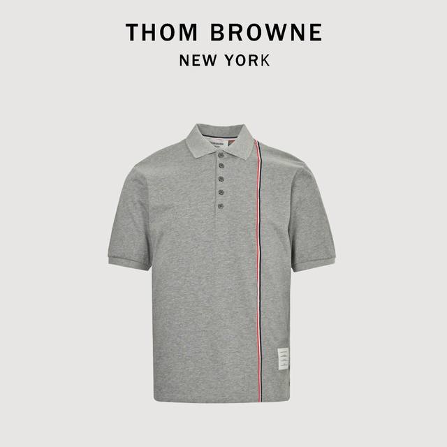 Thom Browne Tb side webbing cotton short-sleeved polo shirt Fabric selection 32-