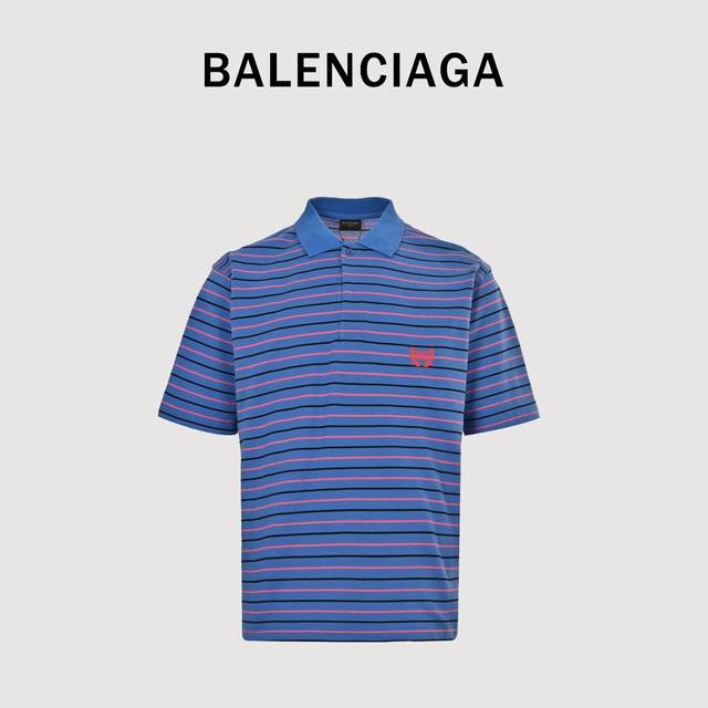 Balenciaga Blcg show-style wheat-ear striped short-sleeved Polo shirt The origin