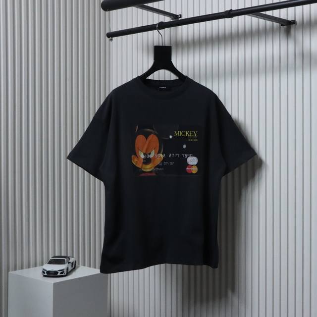 Purey Wr Mickey Mastercard Vintage Heavy broken and distressed couple short-slee