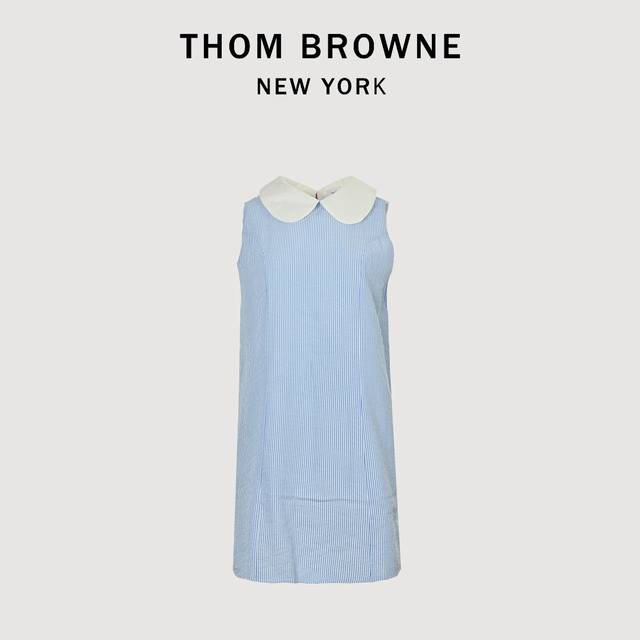 Thom Browne Tb bow striped dress shirt dress college style, the neckline adopts