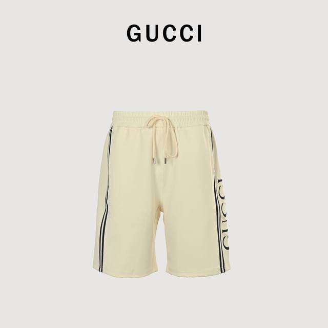 Gucci 25Ss side webbing color-blocking logo embroidered shorts The fabric is mad