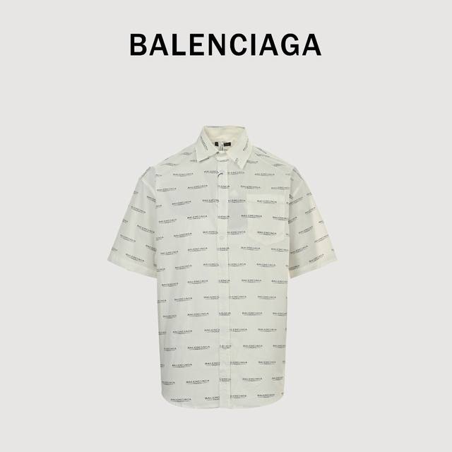 Balenciaga short-sleeved shirt with letter print, short sleeves, purchased from
