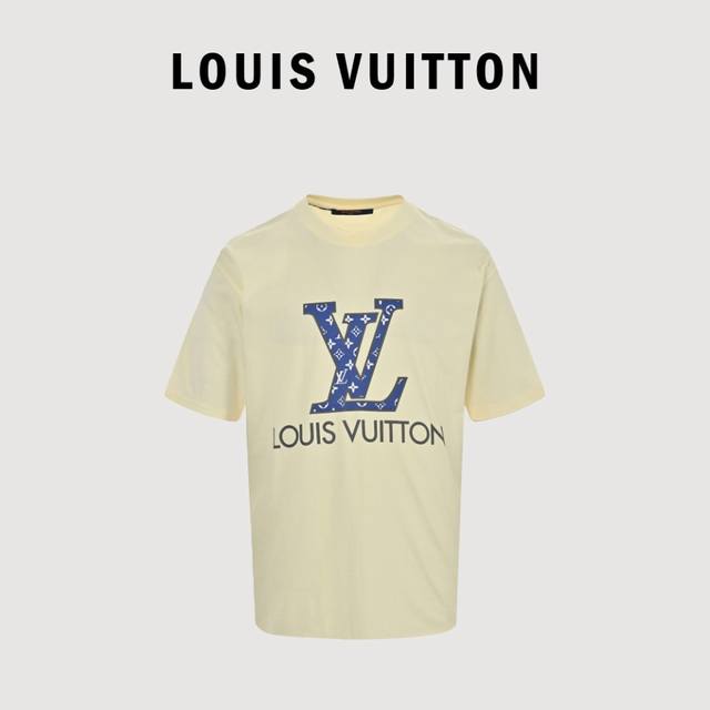Louis Vuitton 23Ss monogram logo printed short sleeves Customized 240g same-dye