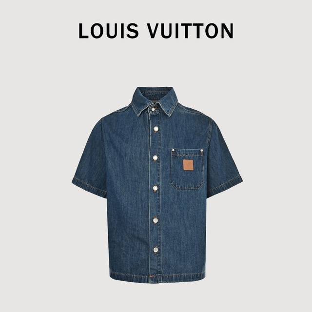 Louis Vuitton Paris catwalk denim blue short-sleeved shirt Lvjia 25Ss new denim