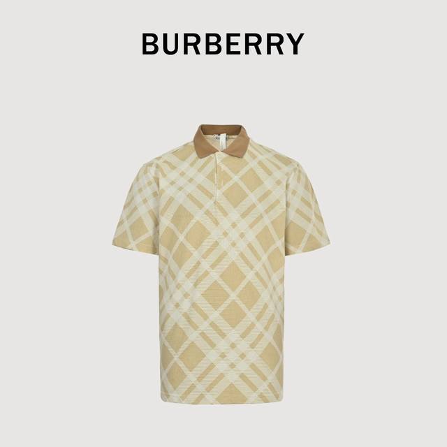 Burberry's new checkered short-sleeved Polo shirt is made of cotton pique mesh f