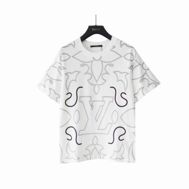 Actual details + size chart Louis Vuitton boot line letter logo printed short-sl