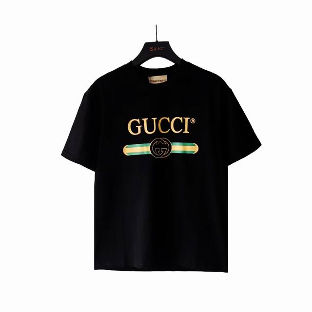 Actual details + size chart Gucci classic Logo hot stamping round neck T-shirt L