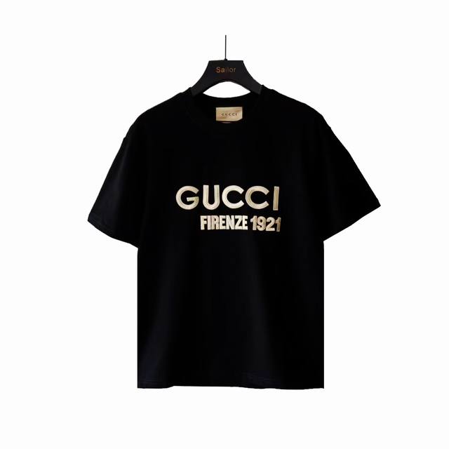 Actual details + size chart Gucci 24Ss1921 embroidered letter round neck T-shirt