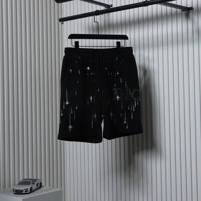 Dior 25Ss embroidered letter shooting star shorts are made of 380G pure cotton t