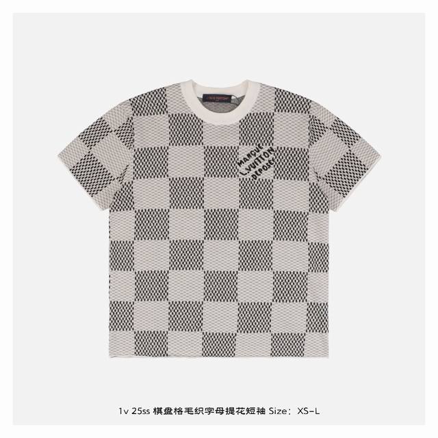 Lv 25Ss Checkerboard Wool Wool Jacquard Short Sleeves The wool material is made