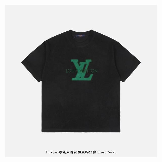 Lv 25Ss Green big old flower chessboard short sleeves The fabric is made of 230g
