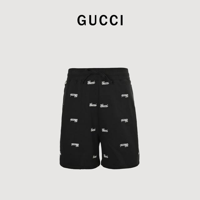 Gucci 24Ss Full Embroidered Logo Shorts G's early autumn new series reinterprets