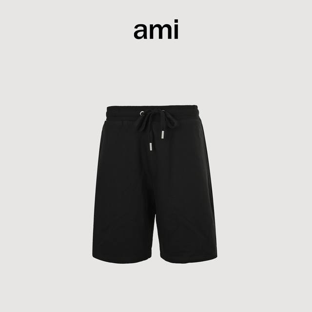 Ami 24Ss shorts with small heart logo embroidery on the back pocket - black uses