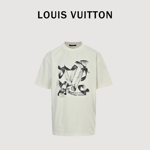 Louis Vuitton Lv white dove print short-sleeved T-shirt authentic 6994 purchased
