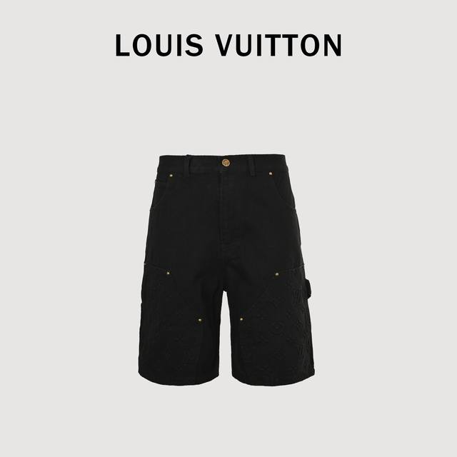 Louis Vuitton embossed monogram work jeans Lvjia 23Ss new denim shorts incorpora