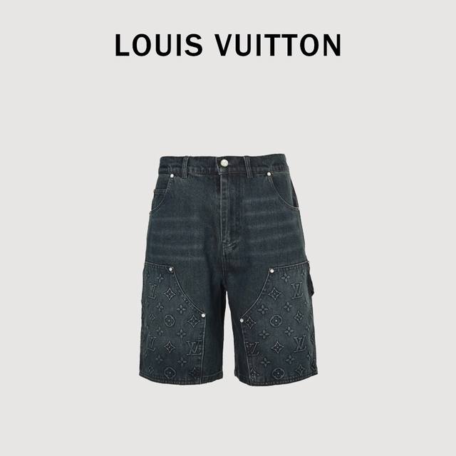 Louis Vuitton embossed monogram workwear denim shorts The new 23Ss denim shorts