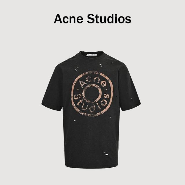 Acne Studios distressed printed short-sleeved T-shirt Customized Dream Double-st