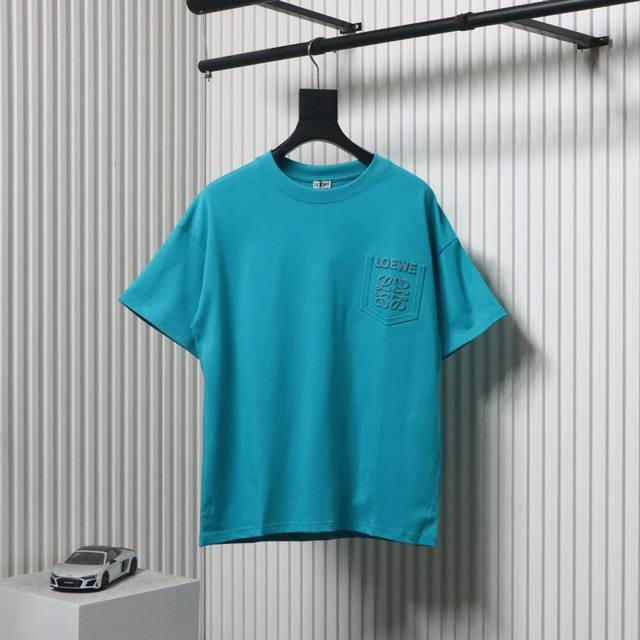 Loewe 25Ss fake pocket 3D embossed 3M reflective logo short-sleeved T-shirt Lw c