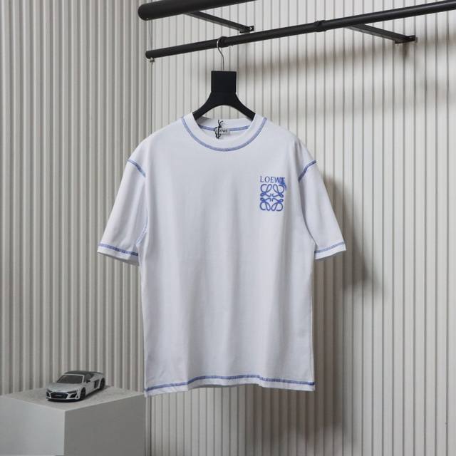 Loewe 24Ss stitching rendering letter logo short sleeves, ink splash logo short