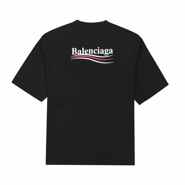 Balenciaga new spring style with couple style bottom round neck short sleeves cu