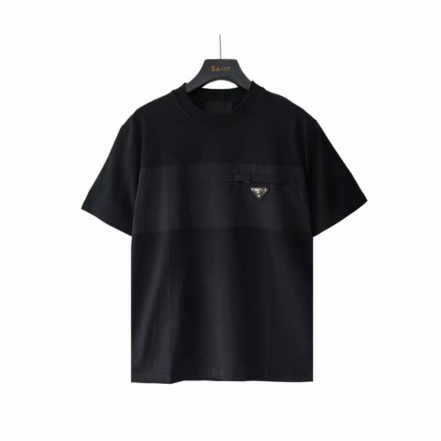 Actual details + size chart Prada zipper pocket triangle logo short-sleeved T-sh