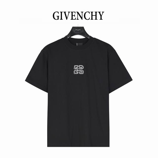 Givenchy 25Ss grid and back logo three-dimensional embroidery short-sleeved T-sh