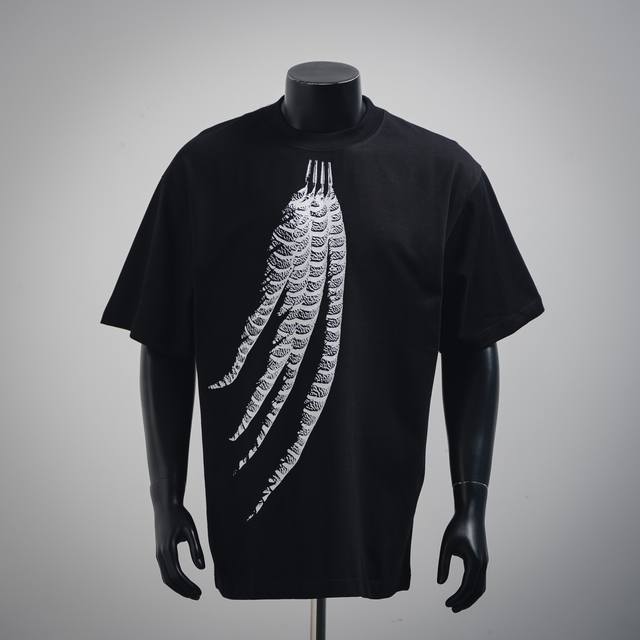 Loewe 25Ss feather print short-sleeved T-shirt 25Ss latest and top-level synchro