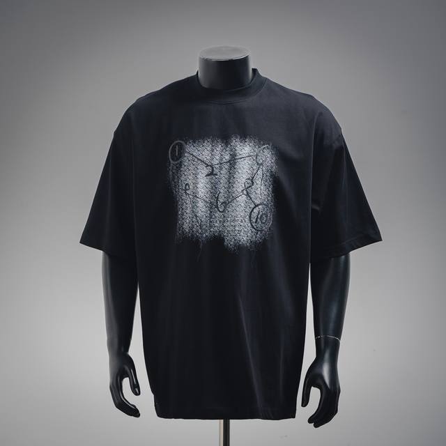 Maisonmargiela 25Ss digital line printed short-sleeved T-shirt The logo is exqui