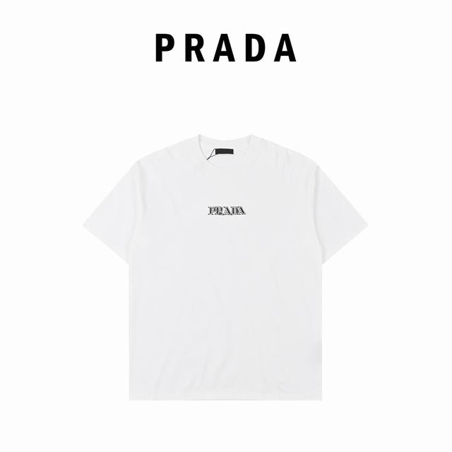 Prada Prada chest small letter print round neck short sleeves The entire network