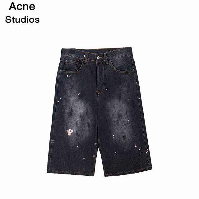 Acne Studios 25Ss ink-splashed button-down washed three-quarter shorts Official