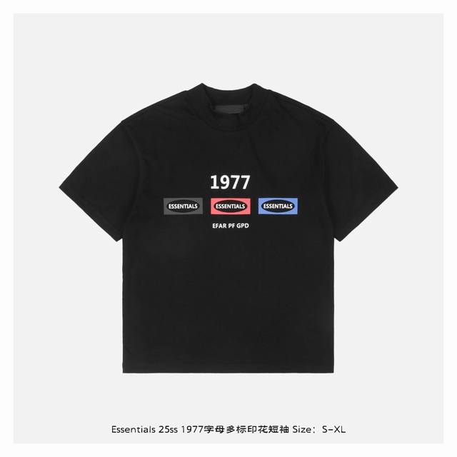 Essentials 25Ss 1977 multi-letter printed short-sleeved shirt The fabric is made