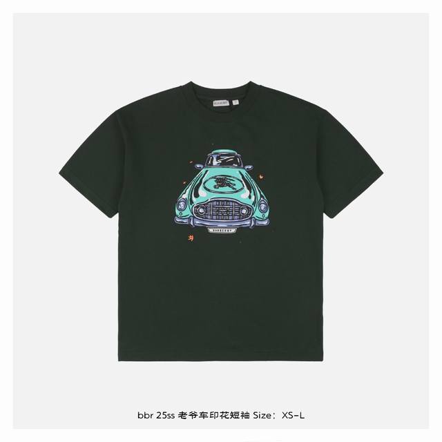 Burberry 25Ss classic car print short sleeves The fabric is made of 230g combed