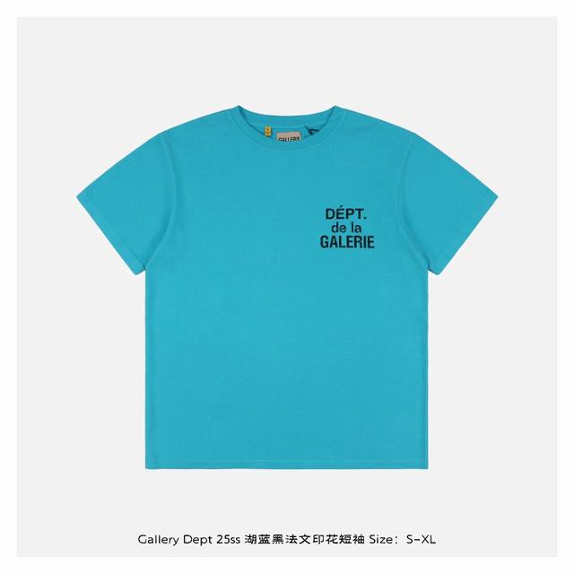 Gallery Dept 25Ss Lake Blue Black French Printed Short Sleeve Custom woven and d