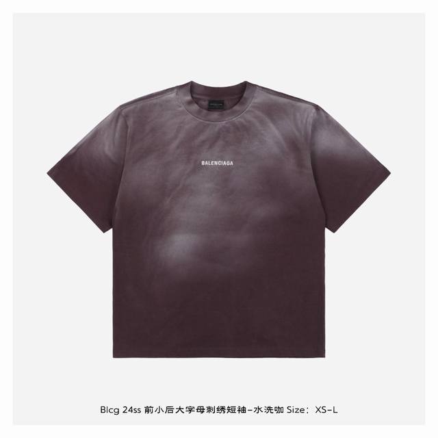 Balenciaga 24Ss small front and big back letters embroidered short sleeves - was